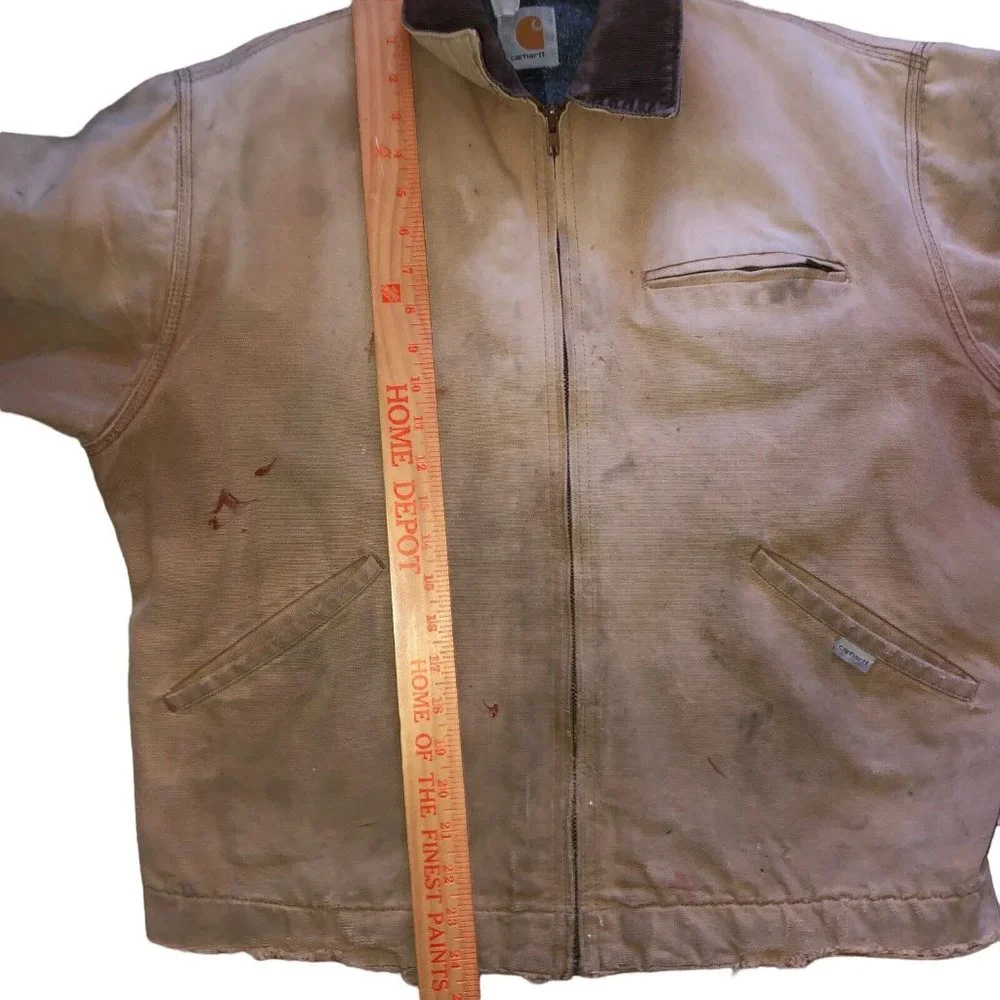 Vintage Carhartt Detroit Blanket Lined Jacket Distressed Thrashed USA Med - Picture 10 of 12
